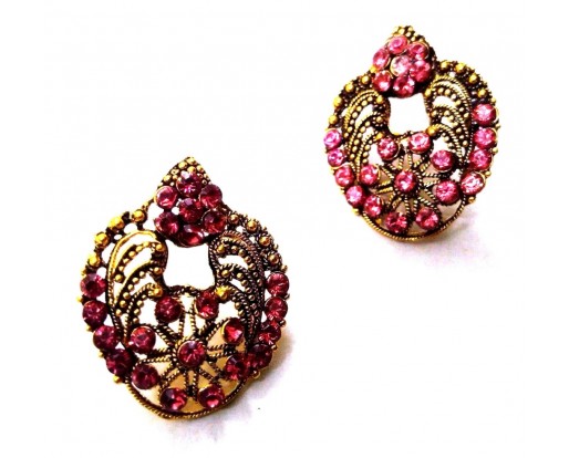Golden Oxidized Women Earrings Jhumka Jhumki Jewelry Push Back Drop Dangle 50